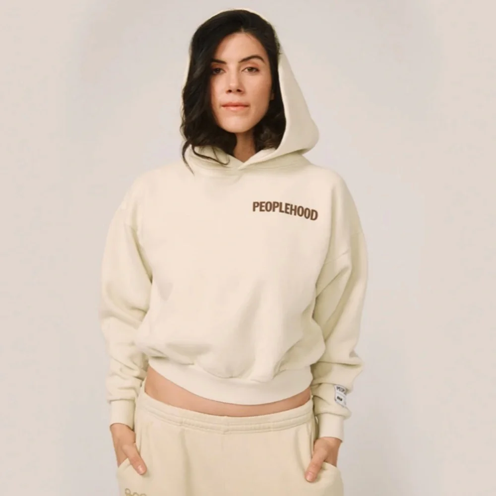 CROPPED PEOPLEHOODIE IN BONE . Size M